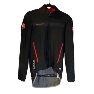 Castelli Rosso Corsa Cycling Jacket Womens Size L Black Wind Stopper Full Zip